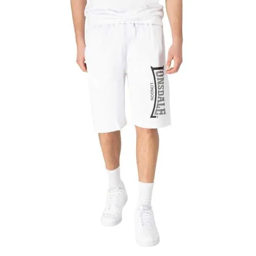 Lonsdale Herren Shorts Normale Passform Logo Jam, White/Grey/Black, XL - Sportliche Lonsdale Shorts in regulärer Passform aus hochwertigem Baumwoll-Mischgewebe. Mit gedrucktem Logo und elastischem Bund für optimalen Komfort beim Sport.