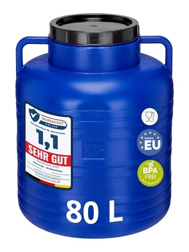 Garronda 80 Liter BPA-freies Fass und Futtertonne - Vielseitiges 80L Weithalsfass aus BPA-freiem HDPE, ideal für Wasser, Futtermittel und als Sauerkrautfass. Robuste Bauweise für sicheren Transport und Lagerung.