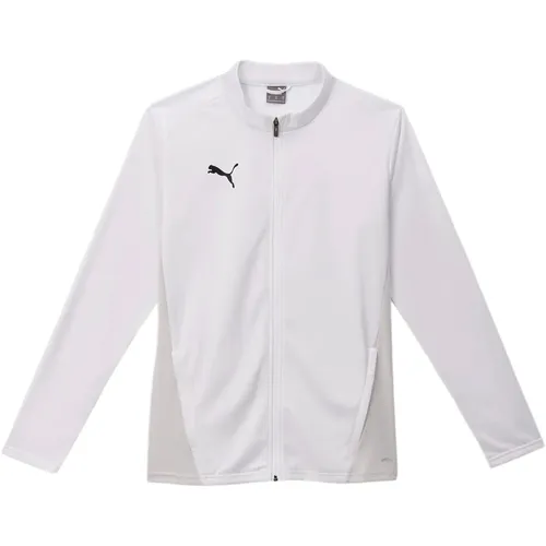 Puma Teamgoal Polyesterjacke Herren - Weiß - Sportjacke für Herren von Puma mit geschlossenen Mesh-Seitenpaneelen für optimale Atmungsaktivität. Ideal für Training und Freizeit, vereint Stil und Funktionalität in einem modernen Design.