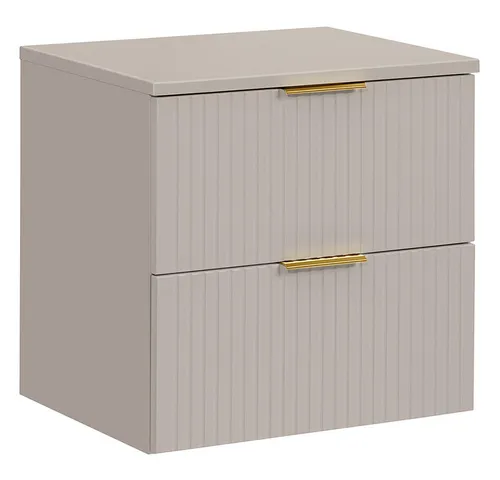 Lomadox Badezimmer Waschtischunterschrank 60cm in Kaschmir - Unterschrank fürs Bad mit 2 Softclose-Schubladen, modernes Design und hochwertige Materialien für eine langlebige Nutzung.