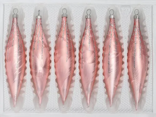 Navidacio Christbaumschmuck 6 tlg. Glas-Zapfen Set in 