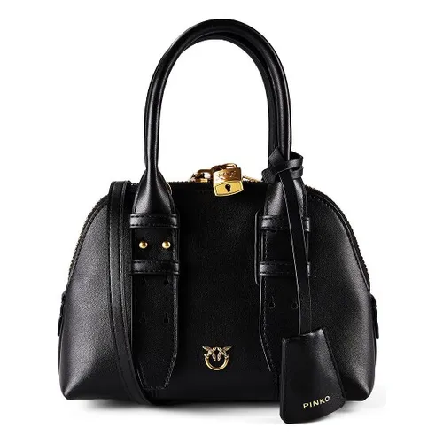 Pinko Bowling Mini Handtasche Damen schwarz 105333-A0QO-Z99Q - Elegante Pinko Bowling Mini Handtasche aus hochwertigem, fein genarbtem Leder in der Farbe nero mit antikem Gold, ideal für jeden Anlass.