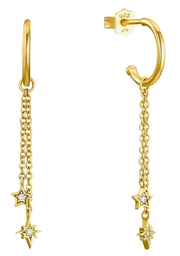 Amor Creolen 925 Sterling Silber Damen Ohrschmuck mit Zirkonia - Stilvolle Damen Ohrringe aus 925 Sterling Silber, 2,9 cm, mit funkelndem Zirkonia im Stern-Design, ideal als Geschenk in einer eleganten Schmuckbox.