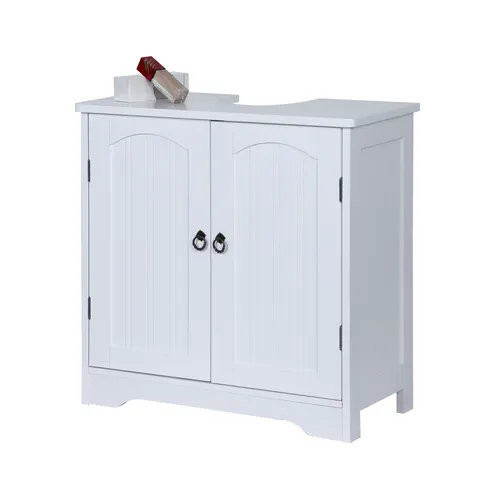 Relaxdays Waschbeckenunterschrank Weiß, 60x60x30 cm - Praktischer Badezimmerschrank mit Siphonausparung für optimalen Stauraum unter dem Waschbecken. Ideal für kleine Bäder, bietet Platz für Wasch- und Putzmittel.