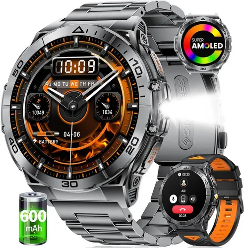 Lige EF16-A-WSD Smartwatch - Elegante Fitness Uhr mit Telefonfunktion - Smartwatch für Herren mit AMOLED Display und über 100 Sportmodi. Ideal für Fitness und Alltag, bietet Bluetooth-Telefonie und individuelle Ziffernblätter.