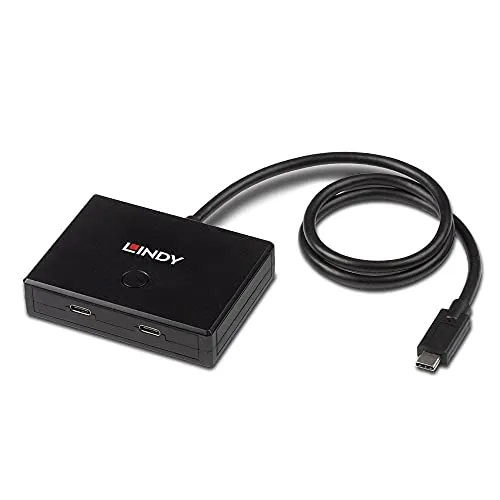 LINDY Zwei-Wege-Switch USB 3.2 Gen 1 Typ C, 2 Ports - Netzwerk-Switch für den einfachen Wechsel zwischen zwei Computern oder Peripheriegeräten mit 5 Gbit/s und 4K Auflösung, ideal für effizientes Arbeiten.