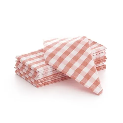 Vichy Stoffservietten, kariert, 6 Stück, Baumwolle, strapazierfähig, für Gastronomie, 45 x 45 cm, lachsfarben