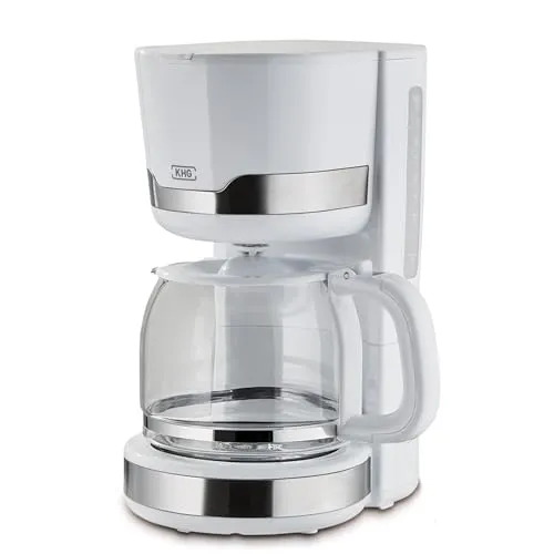 KHG Kaffeemaschine KA-129 WE2 aus Edelstahl/Kunststoff, 12 Tassen, mit Glaskanne und Abschaltautomatik