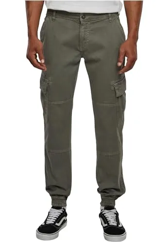 Urban Classics Herren Washed Cargo Twill Jogging Pants, Grau (Grey 111) - Vielseitige Freizeithose - Wanderhosen mit lässigem Cargo-Design, ideal für Freizeit, Arbeit und Outdoor-Aktivitäten. Ein Must-Have für jeden Urban Streetwear Look.