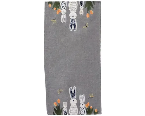 matches21 HOME & HOBBY Tischdecke Tischläufer ANDREA Stick Applikation Osterhasen Polyester 40 x 85 cm (1-tlg), Pflegeleicht & waschbar bei 30 °C