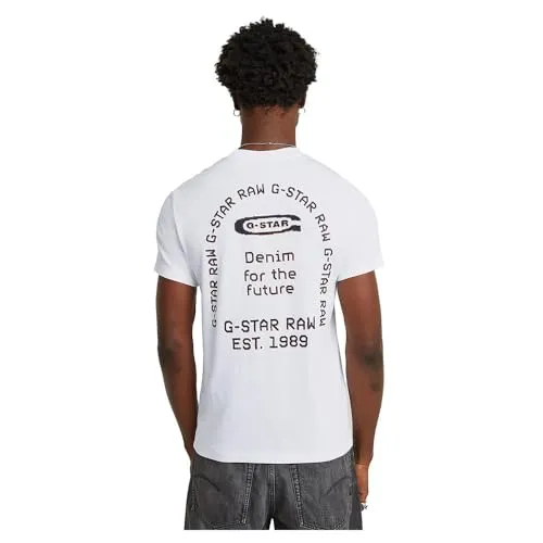 G-STAR T-Shirt Back gr Arch mit Print auf der Rückseite - Weiß M (48/50) - Herren-Shirt aus 100% Baumwolle, atmungsaktiv und ideal für lässige Outfits. Mit auffälligem Print auf der Rückseite für einen besonderen Look.