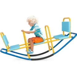 COSTWAY 3-Sitzer Schaukelwippe für Kinder – Robuste Gartenwippe bis 100 kg - Die COSTWAY 3-Sitzer Schaukelwippe bietet Spaß für mehrere Kinder und fördert spielerisch Teamarbeit und Balance. Robust und für Innen- und Außenbereiche geeignet, sorgt sie für sicheres Spielen.