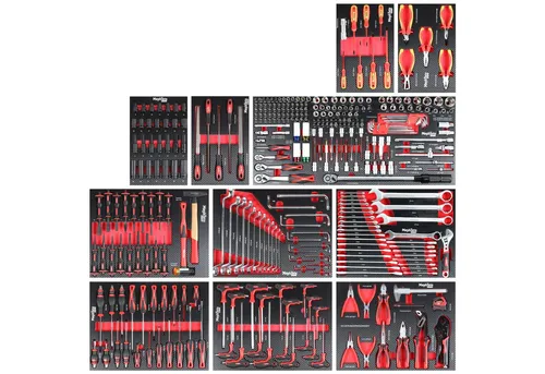 Mephisto 11 Einlagen mit Werkzeug-Set - Ratschenschlüssel-Sets, umfassendes Werkzeugset mit Soft Inlays in Carbon Lock, passend zu WZW 71014 für optimale Ordnung und Zugriff.