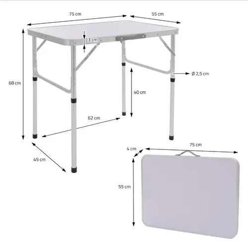 Klapptisch Campingtisch Aluminium 75x55x68cm mit Tragegriff