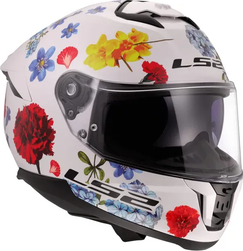 LS2 FF808 Stream II Flowers Integralhelm Motorrad M - ECE-zugelassener Integralhelm in glänzendem Design, ideal für Onroad-Aktivitäten, bietet optimalen Schutz und Komfort für Unisex-Erwachsene.