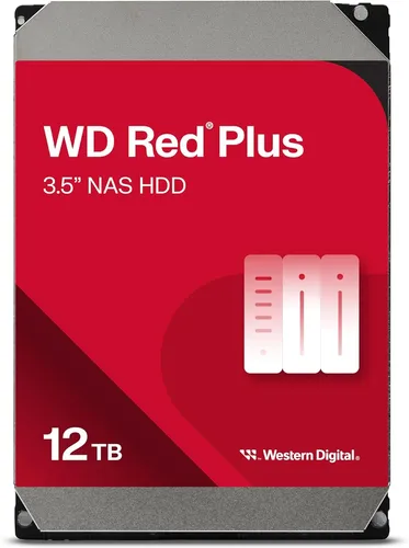WD Red Plus 12 TB interne NAS-Festplatte (3,5 Zoll, 7200 U/min) - Perfekte Wahl für zuverlässige Leistung und geringe Betriebskosten in NAS-Systemen
