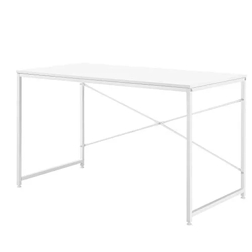 [en.casa] Schreibtisch 'Røros' 120x60cm – Eleganter Bürotisch in Weiß Eiche-Optik - Kinderschreibtische – Stabiler und stilvoller Schreibtisch mit robustem Metallgestell, ideal für kreative Arbeitsplätze.