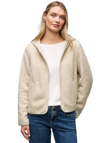 Street One Damen Teddy-Jacke 3228384 mit Kapuze - Funktionsjacke in Soft Fawn beige, kuschelig warm und perfekt für kalte Tage - ideal für einen lässigen Look.