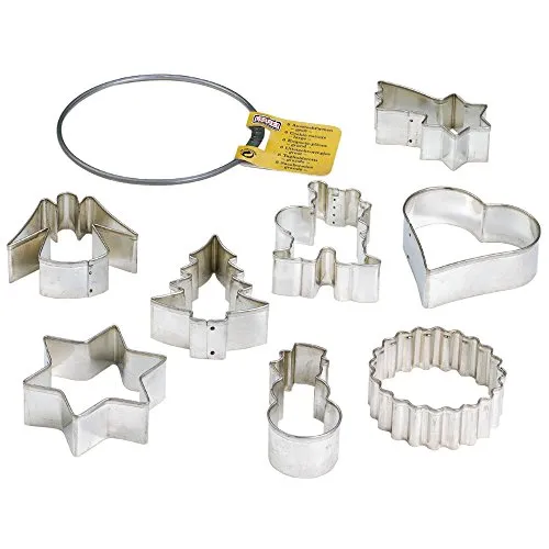 Original Kaiser Ausstechformen-Ring groß 8-teilig, Weihnachten Starter-Set Keksausstecher, Plätzchenformen in unterschiedliche Größen, spülmaschinengeeignet, Silber