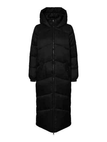 VERO MODA Damen Steppmantel VMUppsala Long Coat 10270145 black XS - eleganter, warmer Long Coat für stilbewusste Frauen