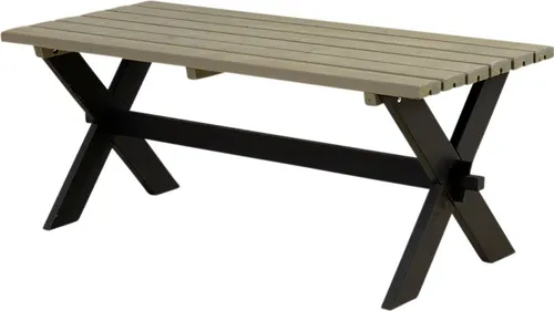 Plus Tisch Nostalgie 179x75x72cm - Rechteckiger Gartentisch in schwarz-graubraun, ideal für gemütliche Stunden im Freien und robust für jede Wetterlage.
