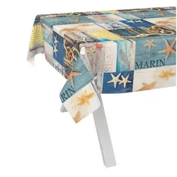 ANRO Tischdecke Wachstuch abwaschbar Maritim Tischwäsche (Einzelstück 1-tlg), wasserabweisend pflegeleicht auf See Blau 120x140cm blau eckig | 140 cm x 120 cm