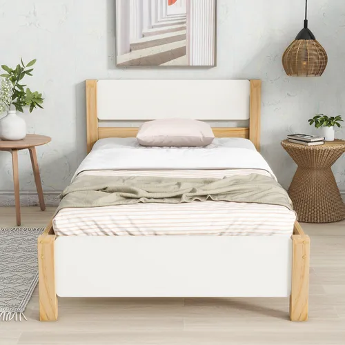 Flieks Holzbett 90x200cm mit Lattenrost – Klassisches Jugend- und Kinderbett - Elegantes Holzbett mit stabilen Mittelfüßen und 15-fachem Lattenrost für optimalen Schlafkomfort. Ideal als Einzelbett oder Tagesbett in warmem Naturholzdesign.