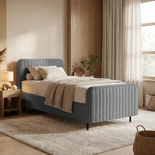BEAUTYSOFA Polsterbett LAMI 90x200 cm – Modernes Einzelbett mit Bettkasten und Matratze
