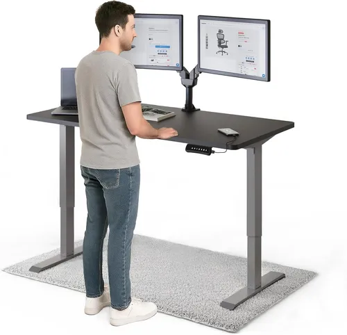 DESKSPACE Pro Elektrisch höhenverstellbarer Schreibtisch - Computermöbel mit ergonomischem Design, elektrisch höhenverstellbar von 71–121 cm und praktischer Memoryfunktion für individuellen Komfort.