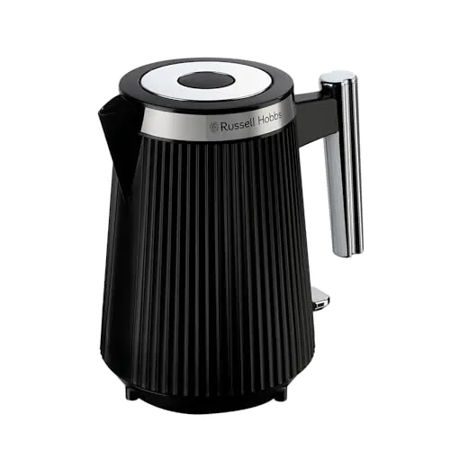 Russell Hobbs Brontë Wasserkocher 26750-70 - Eleganter schwarzer Wasserkocher aus Edelstahl mit 1,7 Liter Volumen, ideal für schnelle Teezubereitung und stilvolle Küchenausstattung.