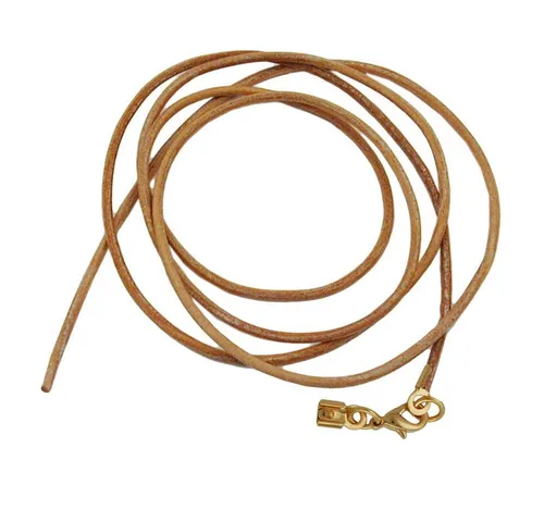 unbespielt Lederband Lederband Hellbraun gefärbt Karabinerverschluss Goldfarben 1 m, Modeschmuck für Damen und Herren