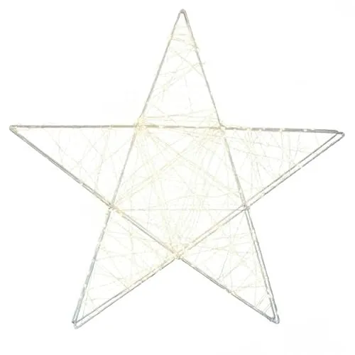 Dekoleuchte LED Stern aus Metalldraht mit 120 LEDs, 140535 - Weihnachtsbeleuchtung mit 120 warmweißen Micro-LEDs, ideal für innen und geschützten Außenbereich. Flexibel platzierbar dank Batteriebetrieb und 1 Meter Zuleitung.