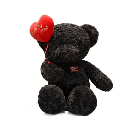 Kuscheltier Teddybär mit Plüsch Herz Schwarz Weiches Plüschbär Süßes Plüschtier Kuschelbär Bär Kuscheltier Stofftiere Kuscheln Geschenke Freundin 35cm