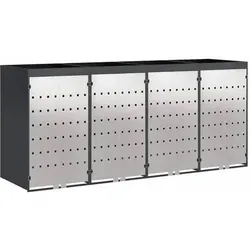 vidaXL Wagenmüllbehälter für 4 Behälter Anthrazit - Mülltonnenbox für 4 Behälter, modernes und stylisches Design, wasserabweisend und erweiterbar, ideal für Ordnung im Garten.