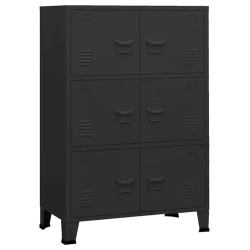 Lagerschrank Industrial Metall - Robuster Lagerschrank aus Metall in Anthrazit, ideal für Wohnzimmer, Büro oder Schlafzimmer. Mit einer Gesamtbelastbarkeit von 75 kg und modernem Industrial-Design.