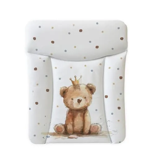 Ceba Baby® weiche Wickelauflage 50x70 cm - Doppelseitige Baby Wickelunterlage - Wickeltischauflage für Junge und Mädchen - Wasserdicht, abwaschbar - OEKO-TEX - Made in EU - Prinz Bär
