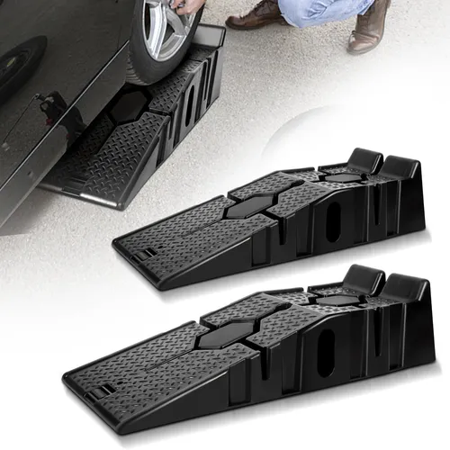 Auffahrrampe 2er Set Schwerlast Rampe bis 2,5t - Auffahrrampen für schwere Fahrzeuge, max. Traglast von 2,5t, robustes Kunststoffmaterial, ideal für Werkstätten oder den Heimgebrauch.