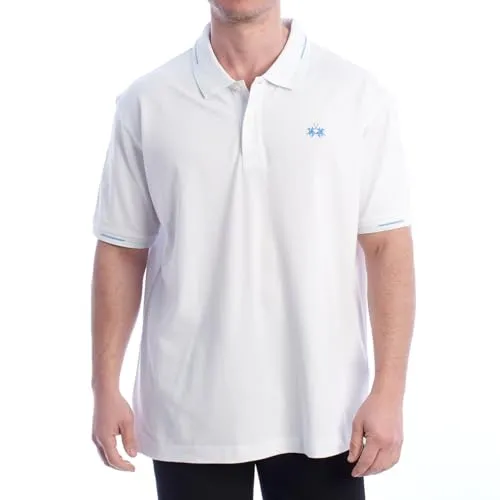Poloshirt für Herren, kurzärmelig, normale Passform, YMP007-PK001. Poloshirt für Herren, Poloshirt für Herren, aus Baumwolle, Poloshirt für Herren, T-shirt, Polohemd mit V-Ausschnitt für Herren, weiß,