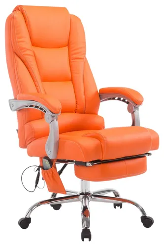 CLP Bürostuhl Pacific mit Massagefunktion – Orange - Ergonomischer Bürostuhl mit Massagefunktion, 7 Massagepunkten und stufenloser Höhenverstellung für maximalen Komfort und Entspannung im Home Office.