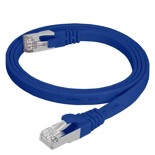 2m 200cm Kabel Patchkabel Flachkabel Netzwerkkabel RJ45 Stecker CAT7 slim BLAU