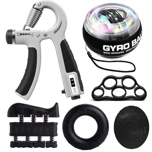 EASJOY Handtrainer Fingertrainer, Unterarmtrainer Griffkraft Trainer Set, Grip Strength Trainer, Finger Trainer Fingerhantel, Gyroball Jandgelenk Trainer,Hand Trainingsgerät 6 Pack