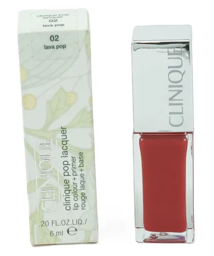 Clinique Pop Lacquer Lip Colour + Primer 6 ml - 02 Lava Pop - Lippenfarbe mit integriertem Primer, sorgt für langanhaltenden Glanz und intensive Farbe, ideal für jeden Anlass.