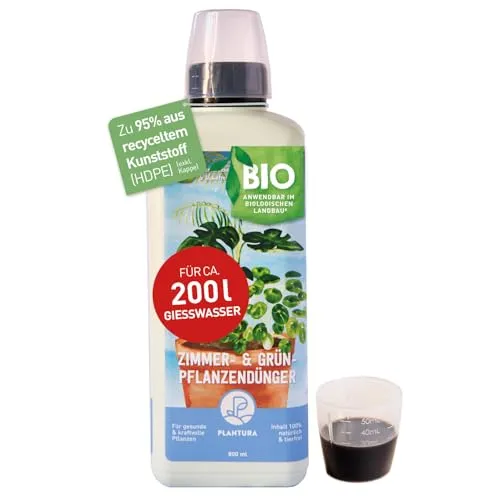 Produktbild Plantura Bio-Zimmerpflanzendünger, hochwirksamer Flüssigdünger für Zimmerpflanzen, Grünpflanzen & Palmen, rein organisch, mit Dosierhilfe, 800 ml