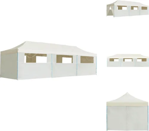 vidaXL Faltzelt Partyzelt Pop-Up mit 8 Seitenwänden 3 x 9 m Creme