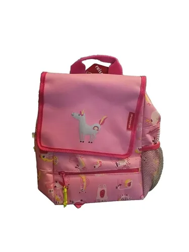 Reisenthel Rucksack in Rosa/Weiß - ideal für Kinder - Schulranzen mit wasserabweisendem Material und reflektierenden Elementen für Sicherheit, verstellbare gepolsterte Schulterriemen für optimalen Tragekomfort.