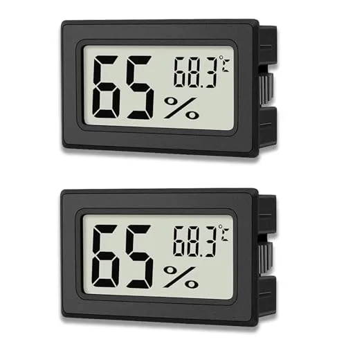 zoerbufan 2 Stück Thermometer Hygrometer, Digital Mini Luftfeuchtigkeitsmesser mit LCD, Temperature Humidity Meter Indoor für Babyzimmer,Schlafzimmer und Weinkeller - inkl. Batterien