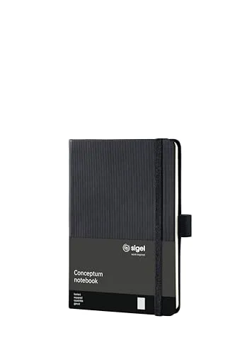 Sigel CO131 Notizbuch A6 kariert schwarz - Conceptum; hochwertiges Business-Notizbuch mit 194 nummerierten Seiten, nachhaltigem Papier und nützlichen Extras wie Gummibandverschluss und Stiftschlaufe für optimale Organisation.
