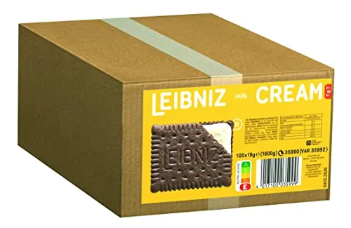 Leibniz Kekse Keks'n Cream Milk, 100 Pack - Gebäck u. Kekse mit zarter Milchcreme zwischen Kakaokeksen, perfekt für Catering und Veranstaltungen. Verpackung zu 100% recyclefähig.