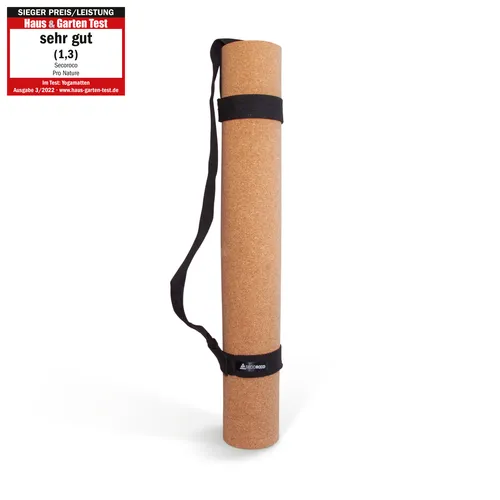 Yogamatte Pro aus Kork – extra groß 200x66 cm in beige von Secoroco