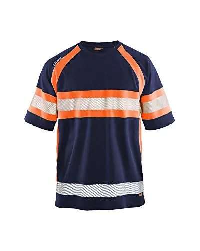 Blaklader 33371051 UV T-Shirt High Vis, Marineblau/Orange, Größe M - Arbeitshemden & -shirts mit maßgeschneiderten Reflektoren, UV-Schutz und Anti-Geruchs-Effekt. Ideal für exponierte Umgebungen, zertifiziert nach EN ISO 20471 für optimale Sicherheit und Komfort.